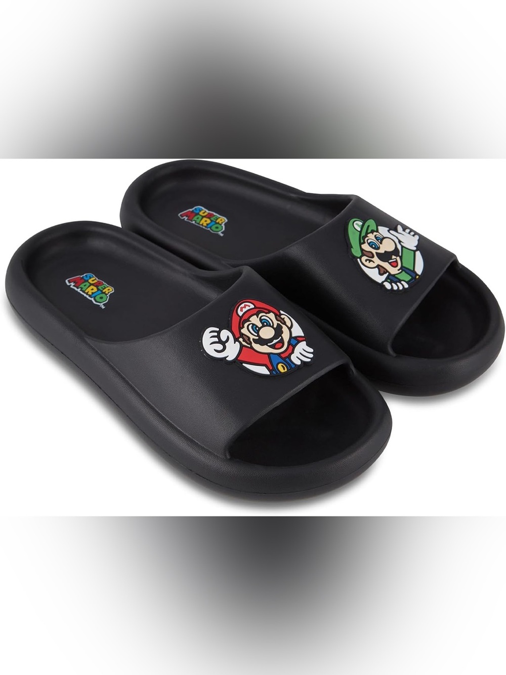 Nintendo Black Super Mario & Luigi Slide Sandals
